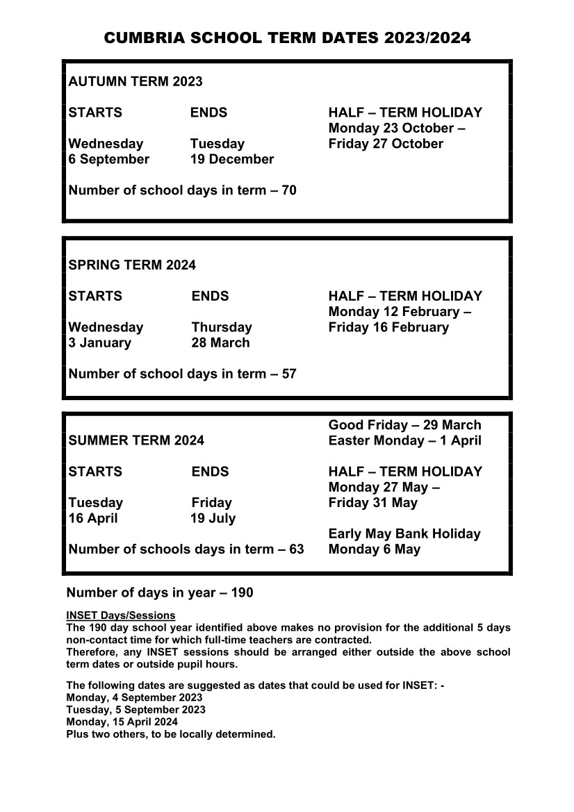 School Term Dates Beacon Hill Community School